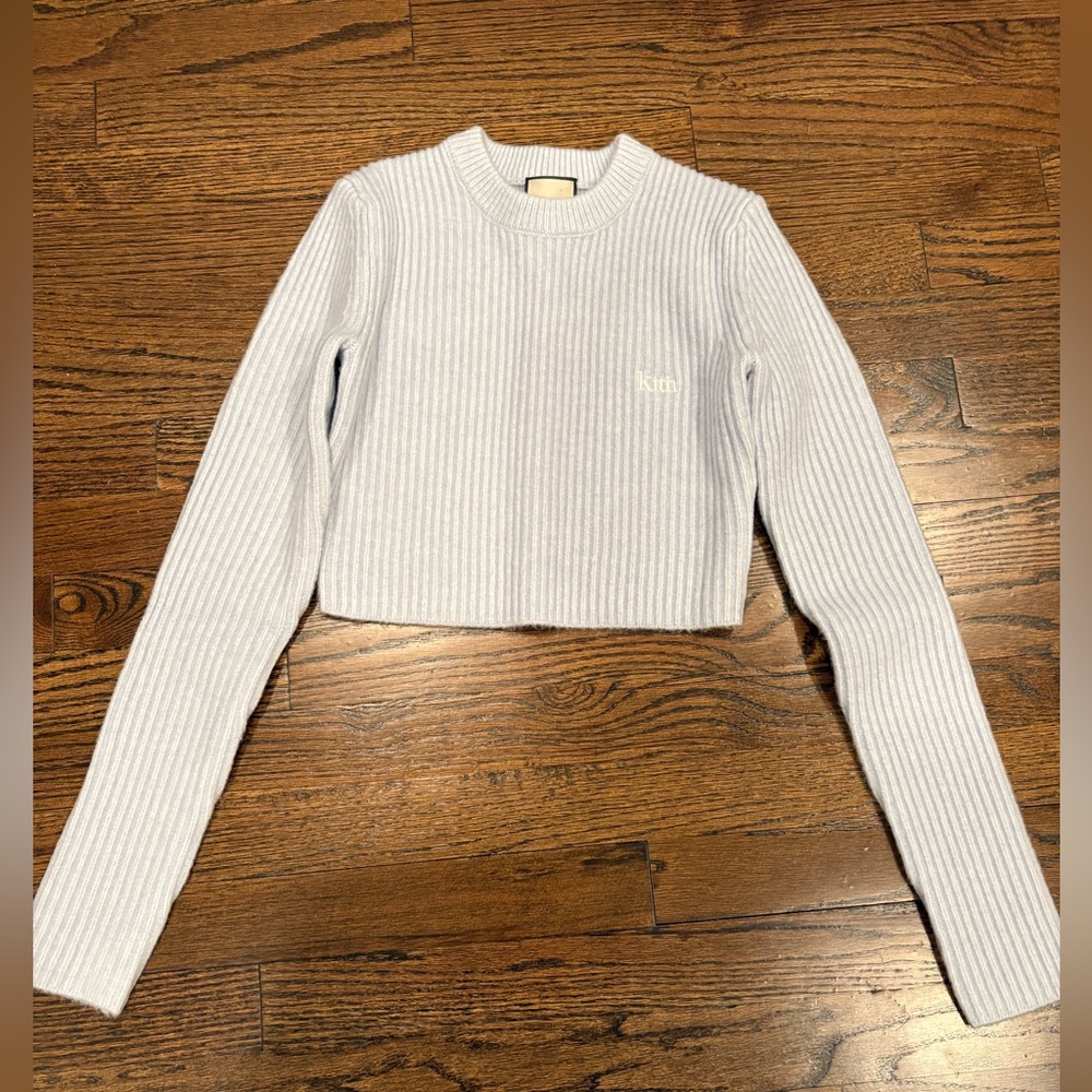 Kith Light Blue Ribbed Cropped Sweater XS